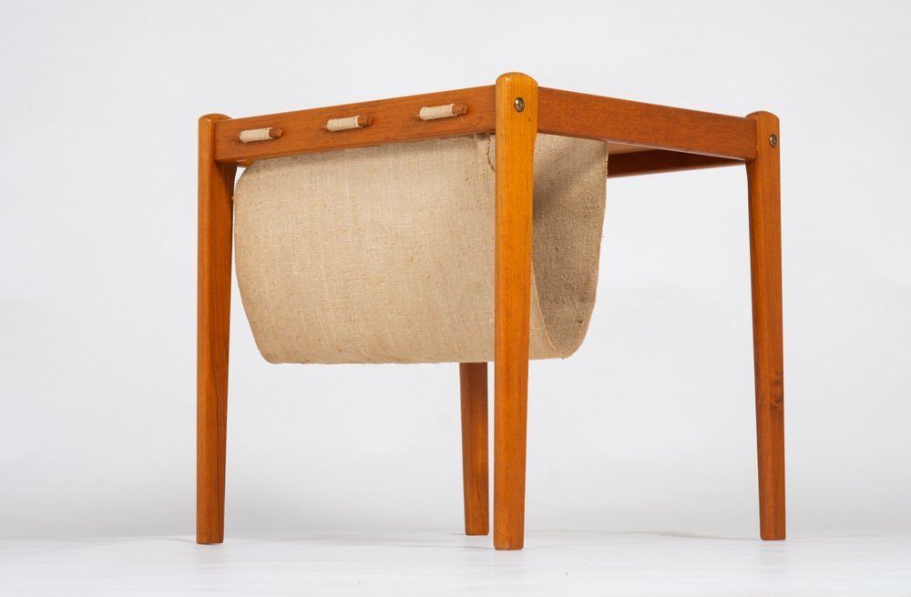 Mid Century Magazine Rack In Teak With Canvas By Brdr. Furbo For Spøttrup, 1960s photo Home Decor