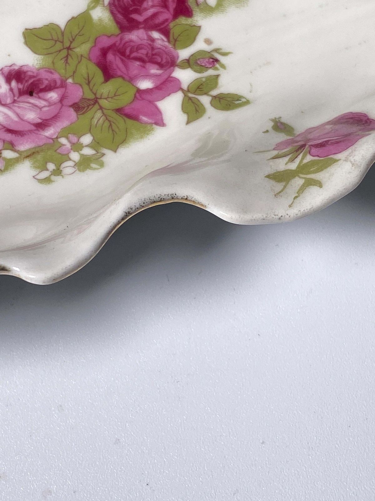 Porcelain Dish From Limoges With Rose Flowers From France 1970 photo vinterior