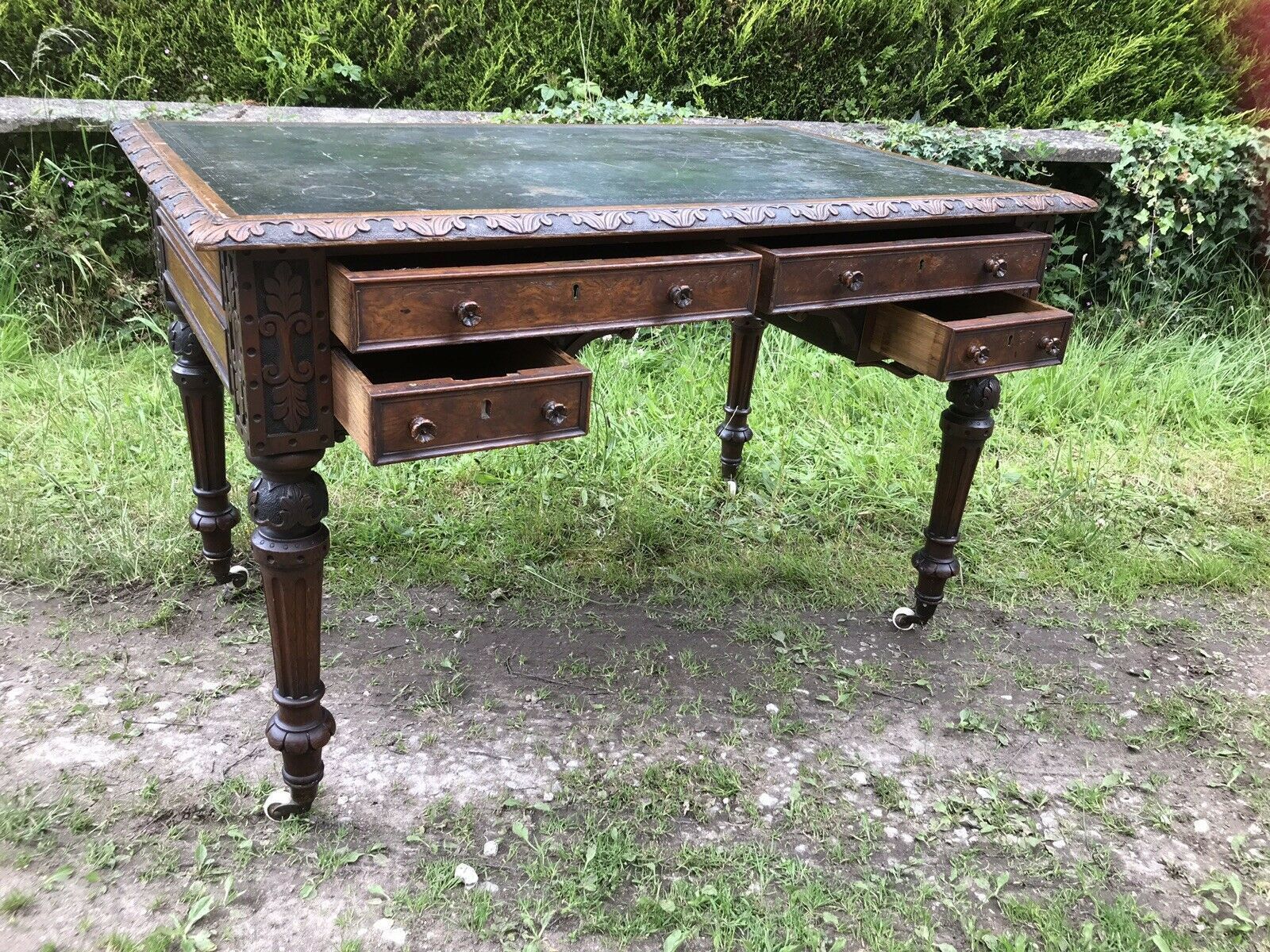 Fine Victorian Carved Writing Desk By Nelson London 1875 photo Furniture
