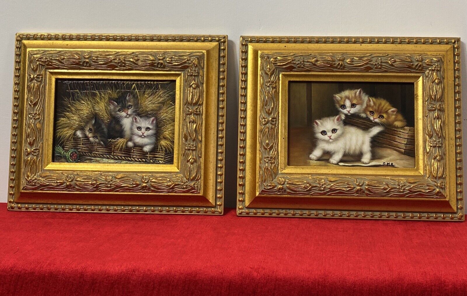 photo furniture Pair Of Charming Animal Lovers Kitten Oil Paintings By Artist D Miller