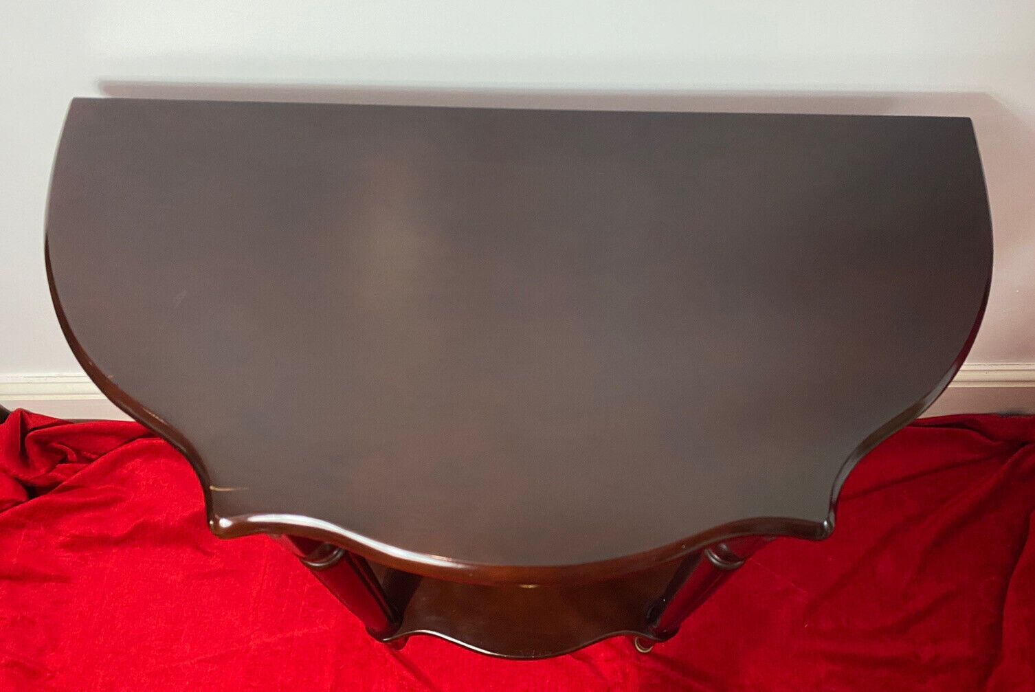 photo furniture Vintage Regency Style Cherry Mahogany Demi Lune Occasional Hall Table