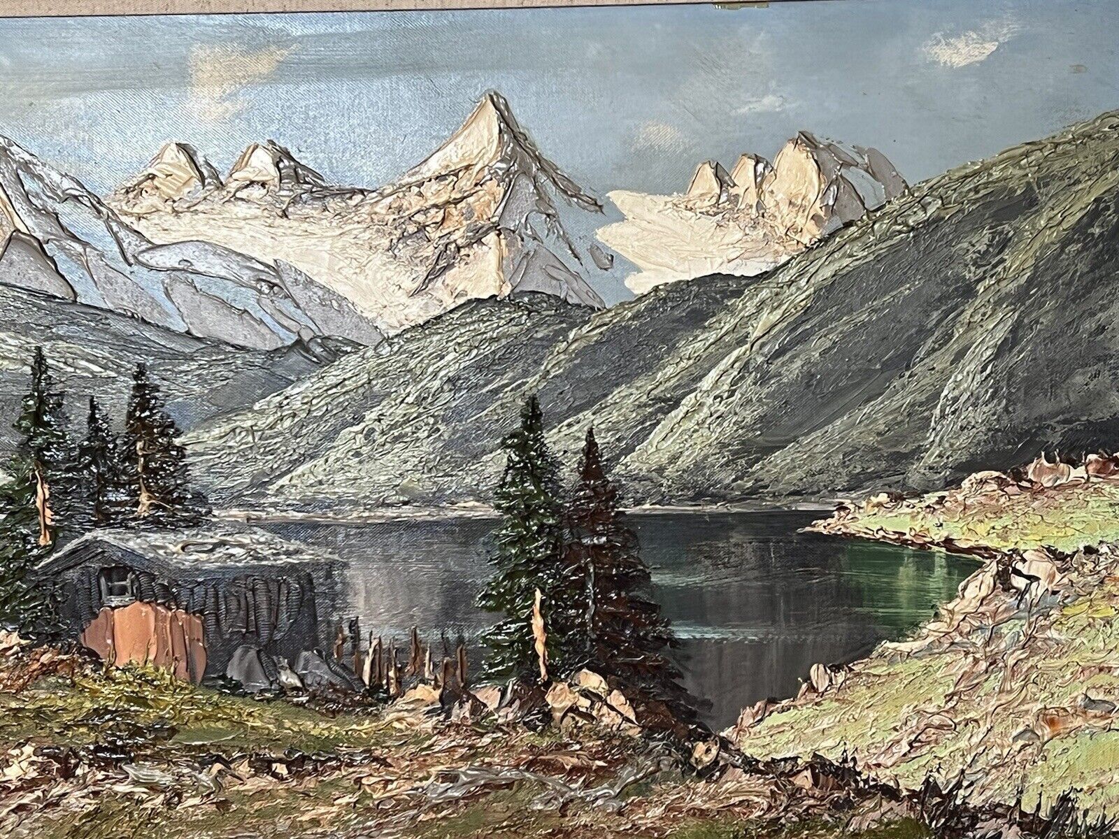 Large Mid Century German Impressionistic Landscape Oil Painting Signed Hofbauer photo vinterior