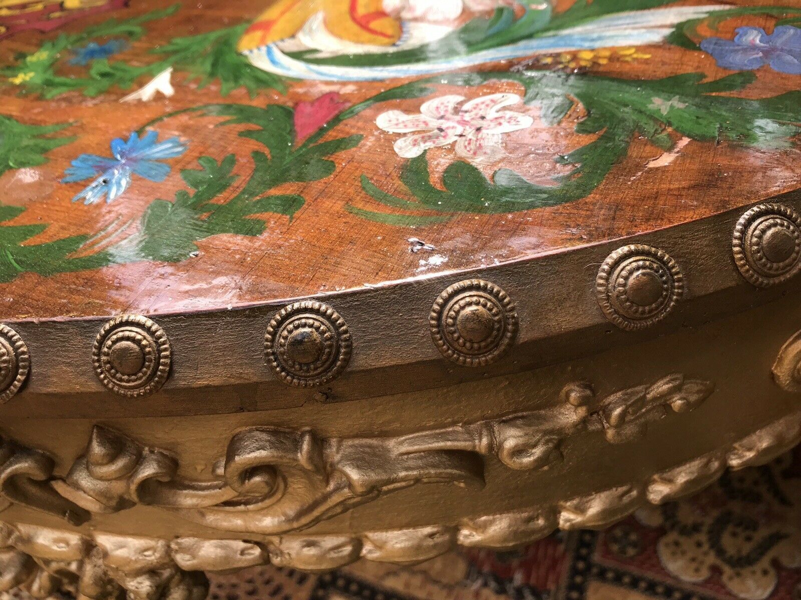 Historic Console Table Hand Painted By Anglican Bishop Of Dorchester Cathedral photo vinterior