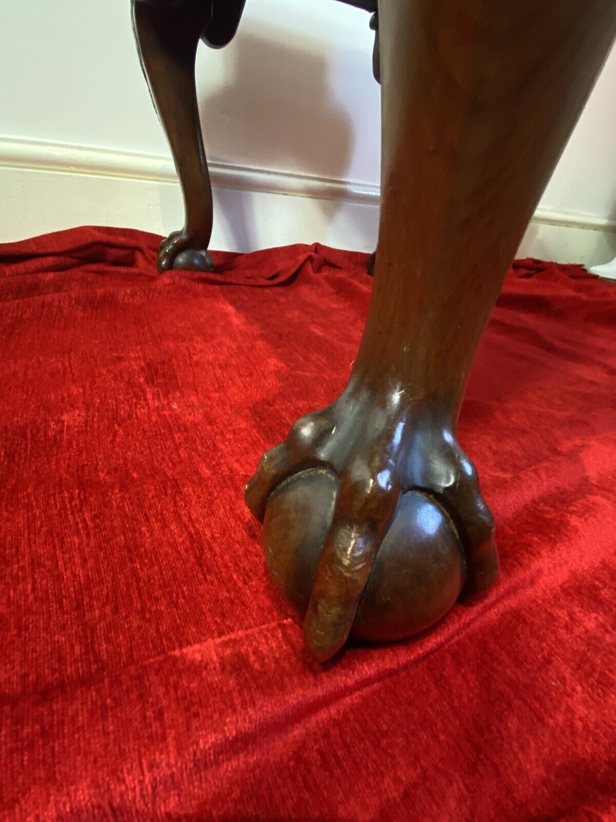 Furniture Period Antique Regency Red Walnut Footstool With Elegant Claw And Ball Feet photo