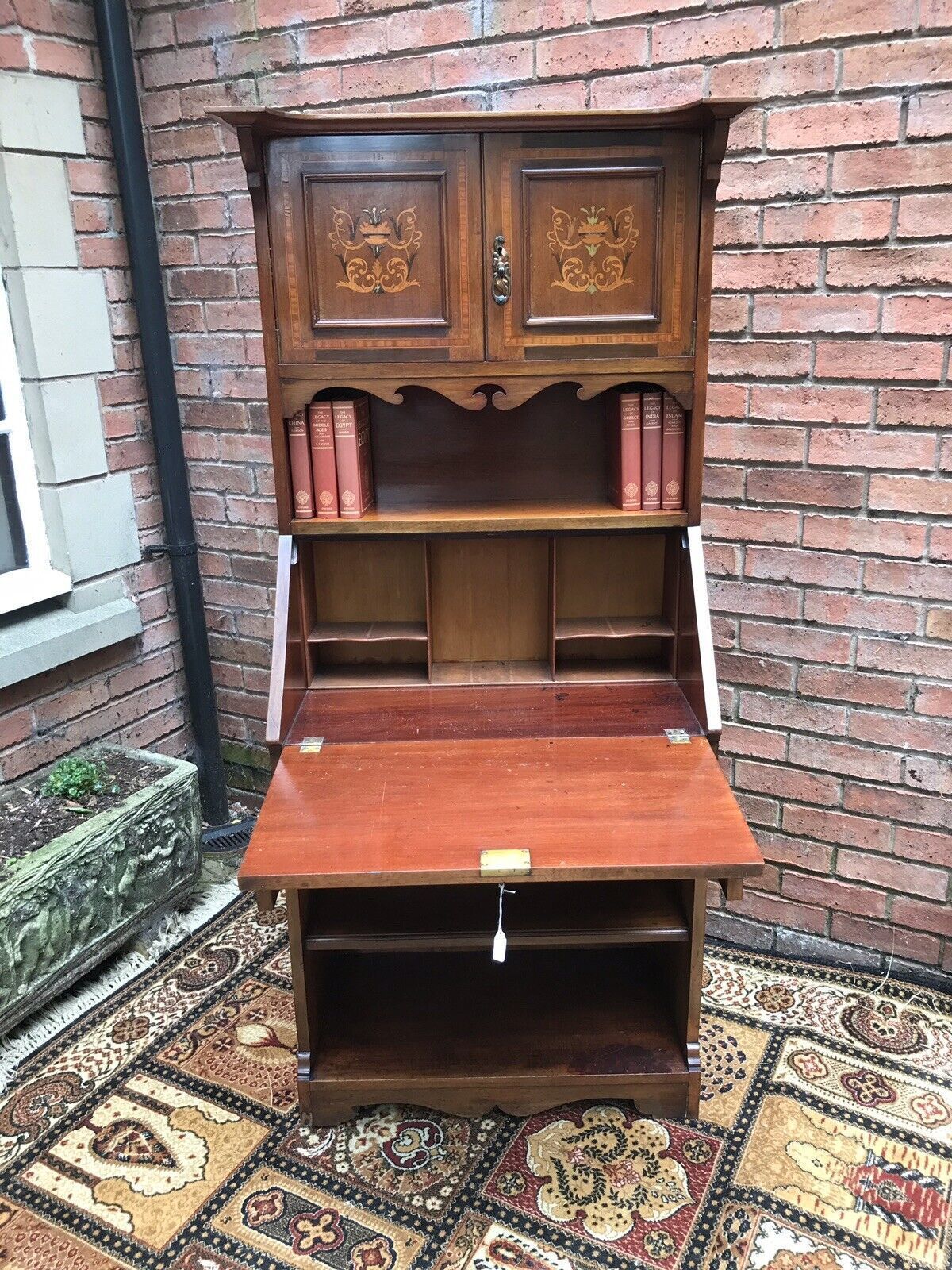Fine Red Walnut Arts And Crafts Secretaire Bookcase photo vinterior