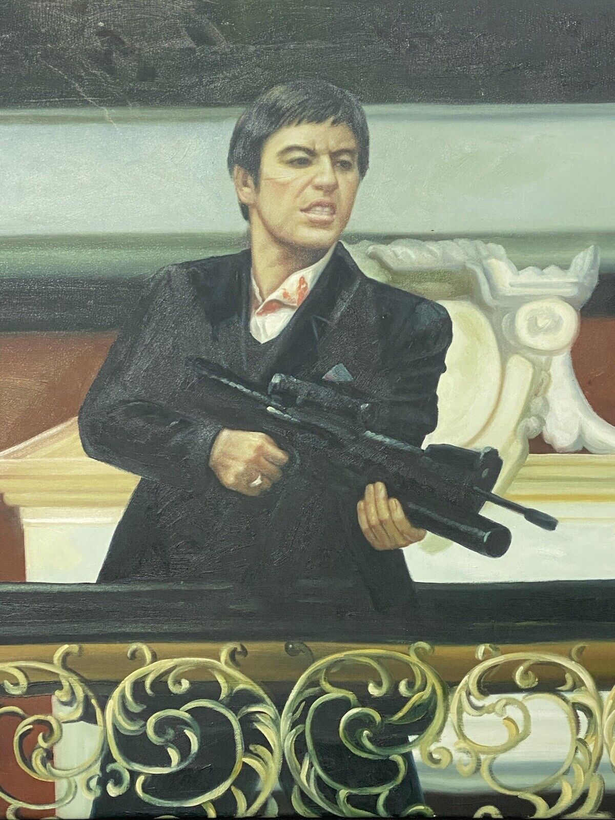 Iconic American Gangster Al Pacino ‘Scarface’ Oil Painting On Canvas photo vinterior
