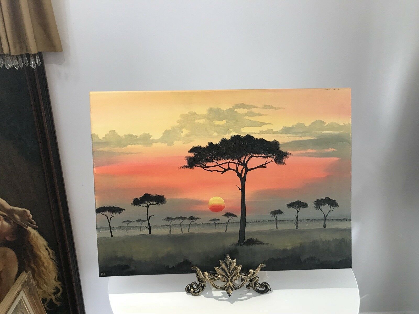 Original Oil Painting On Canvas Rare Aboriginal Australia photo for sale