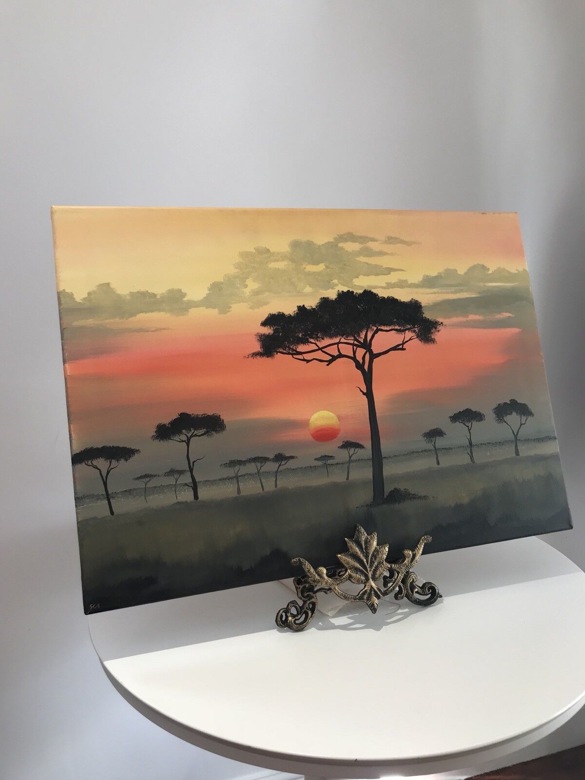 Art Original Oil Painting On Canvas Rare Aboriginal Australia photo