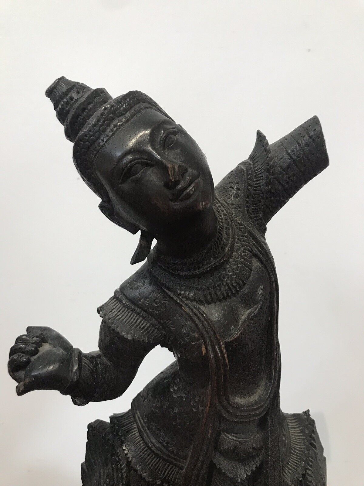 Antique Wood Carving Thai Figural Female Statue photo Home Decor
