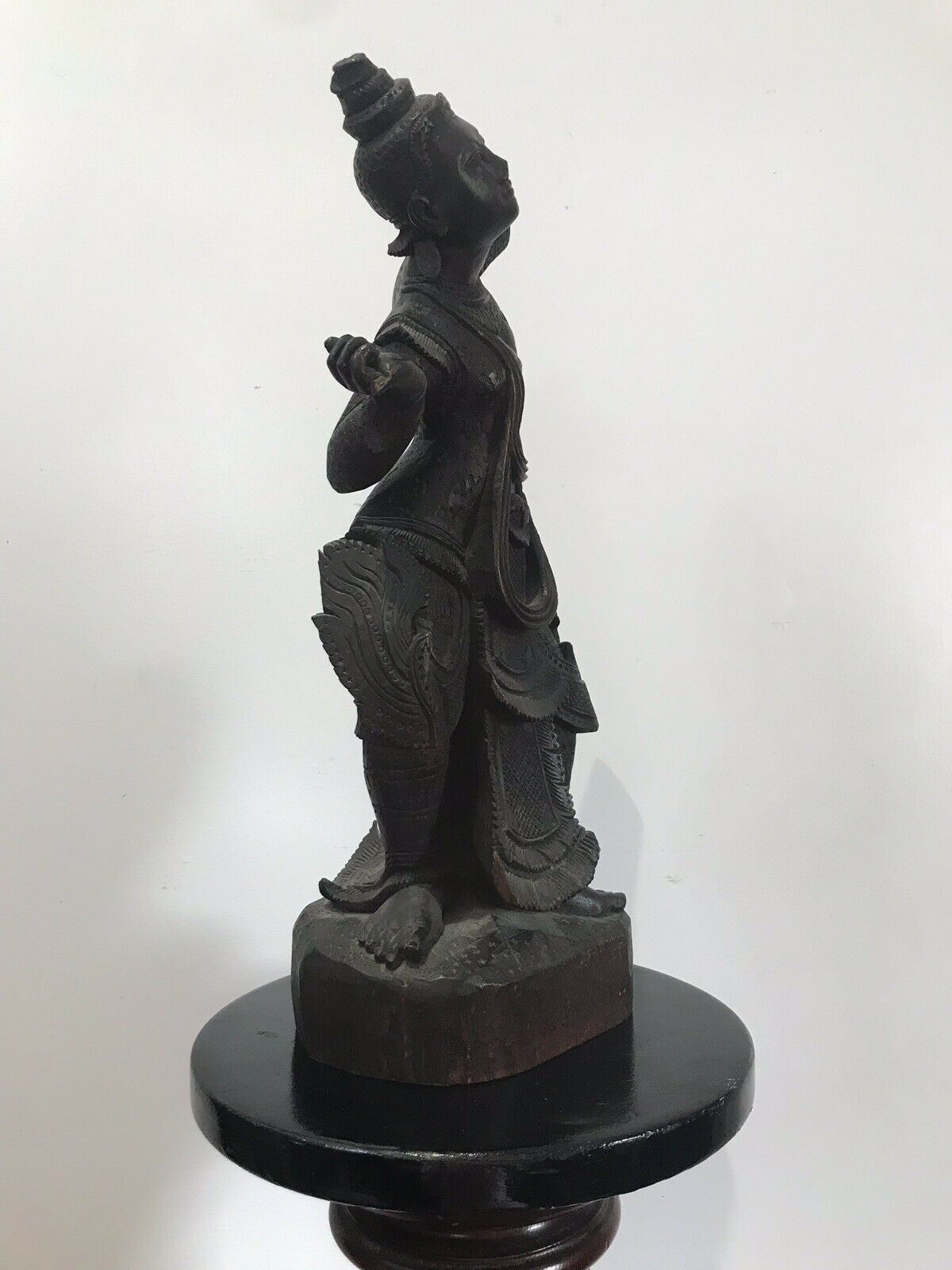 Antique Wood Carving Thai Figural Female Statue photo vinterior