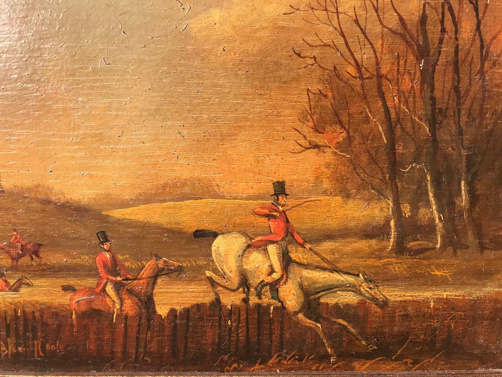 Pair Of Fine Art Hunting Scene Oil Paintings By Artist Brain Cook photo vinterior