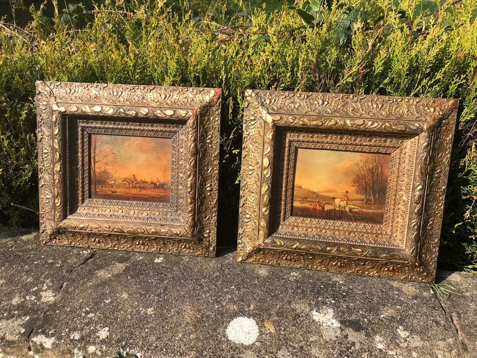 Art Pair Of Fine Art Hunting Scene Oil Paintings By Artist Brain Cook photo