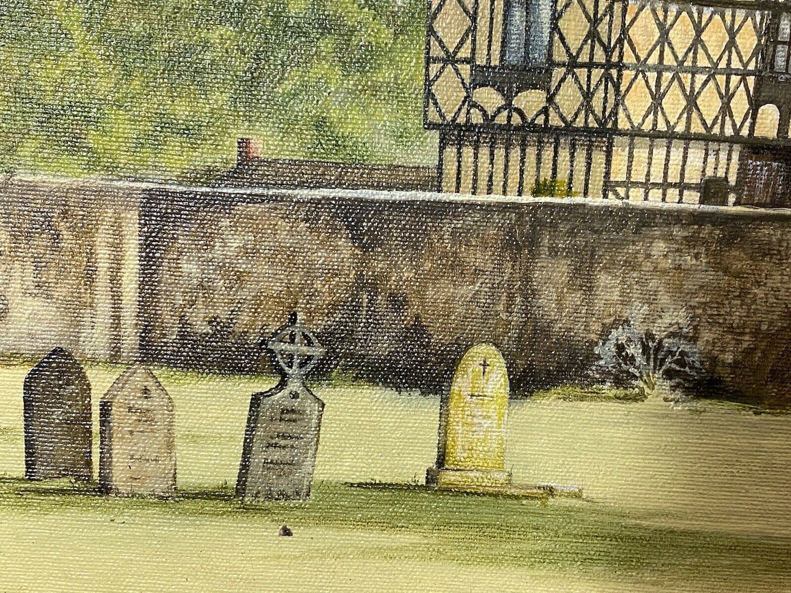 photo for sale Historical 20thc Oil Painting Of Stokesay Castle Shropshire By Artist R Price