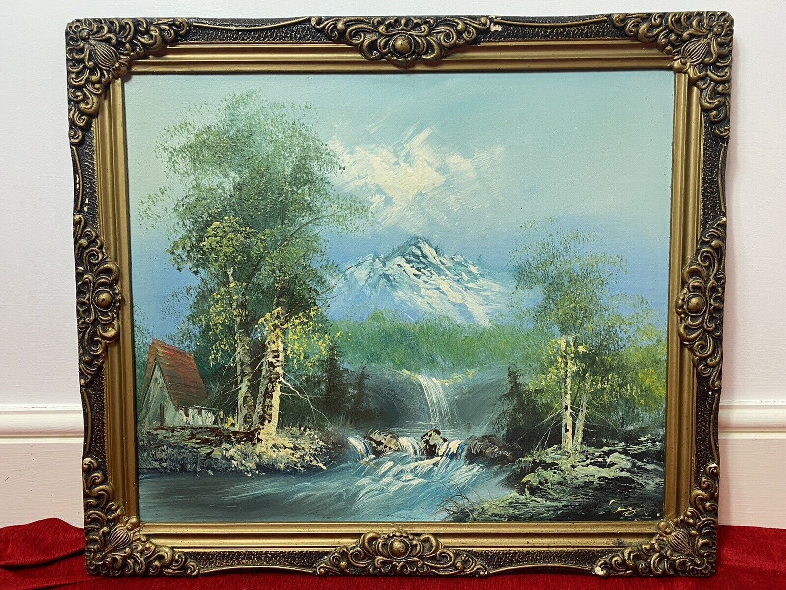 Trio Of Fine Oil Paintings Of The Matterhorn Mountain In Landscape Signed photo vintage