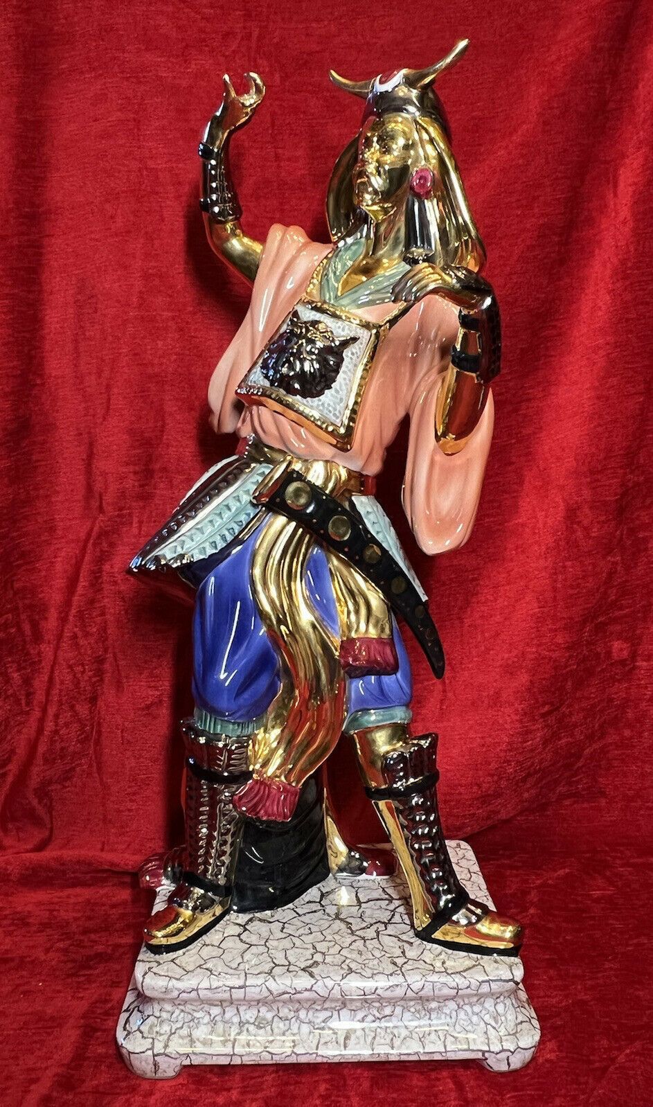 Large Italian Vanician Bassano Japanese Samurai Warrior Gilt Enamel Showpiece photo furniture