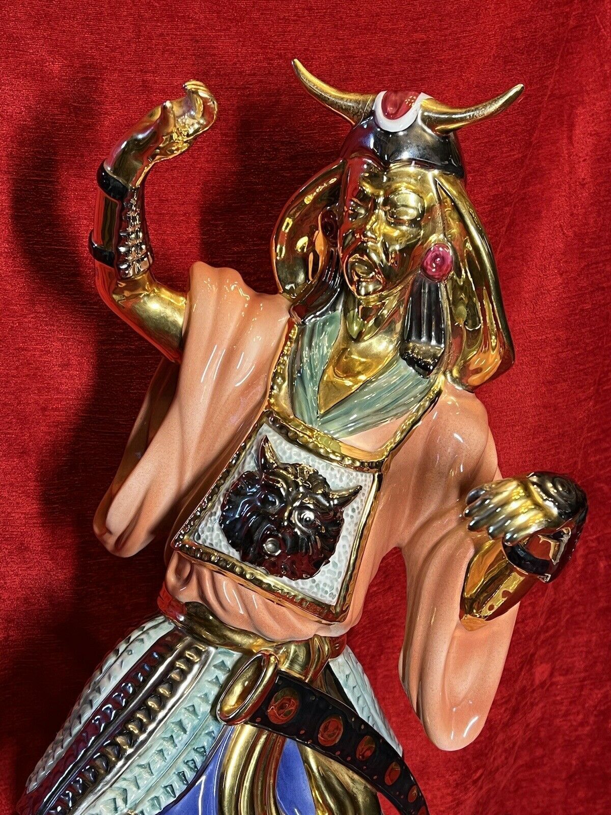 Large Italian Vanician Bassano Japanese Samurai Warrior Gilt Enamel Showpiece photo for sale