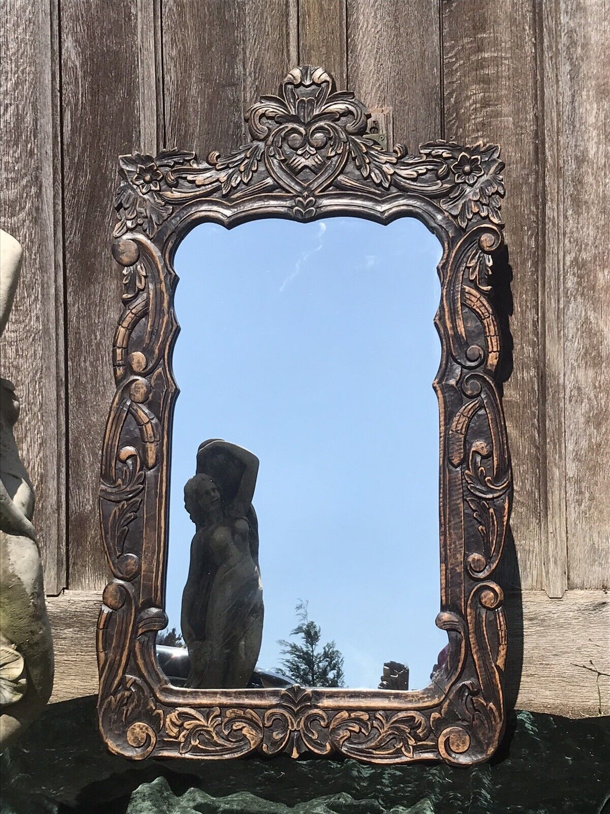Beautiful Ornate Floral Hand Carved 19th Century Jacobean Pier Glass Mirror photo 395.0
