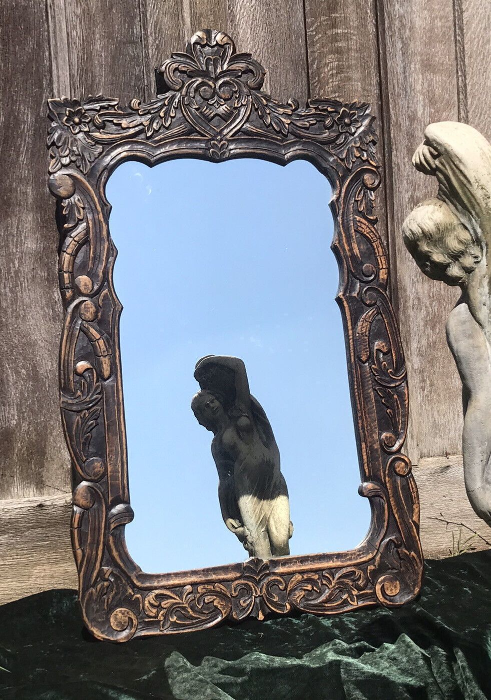 Beautiful Ornate Floral Hand Carved 19th Century Jacobean Pier Glass Mirror photo buy
