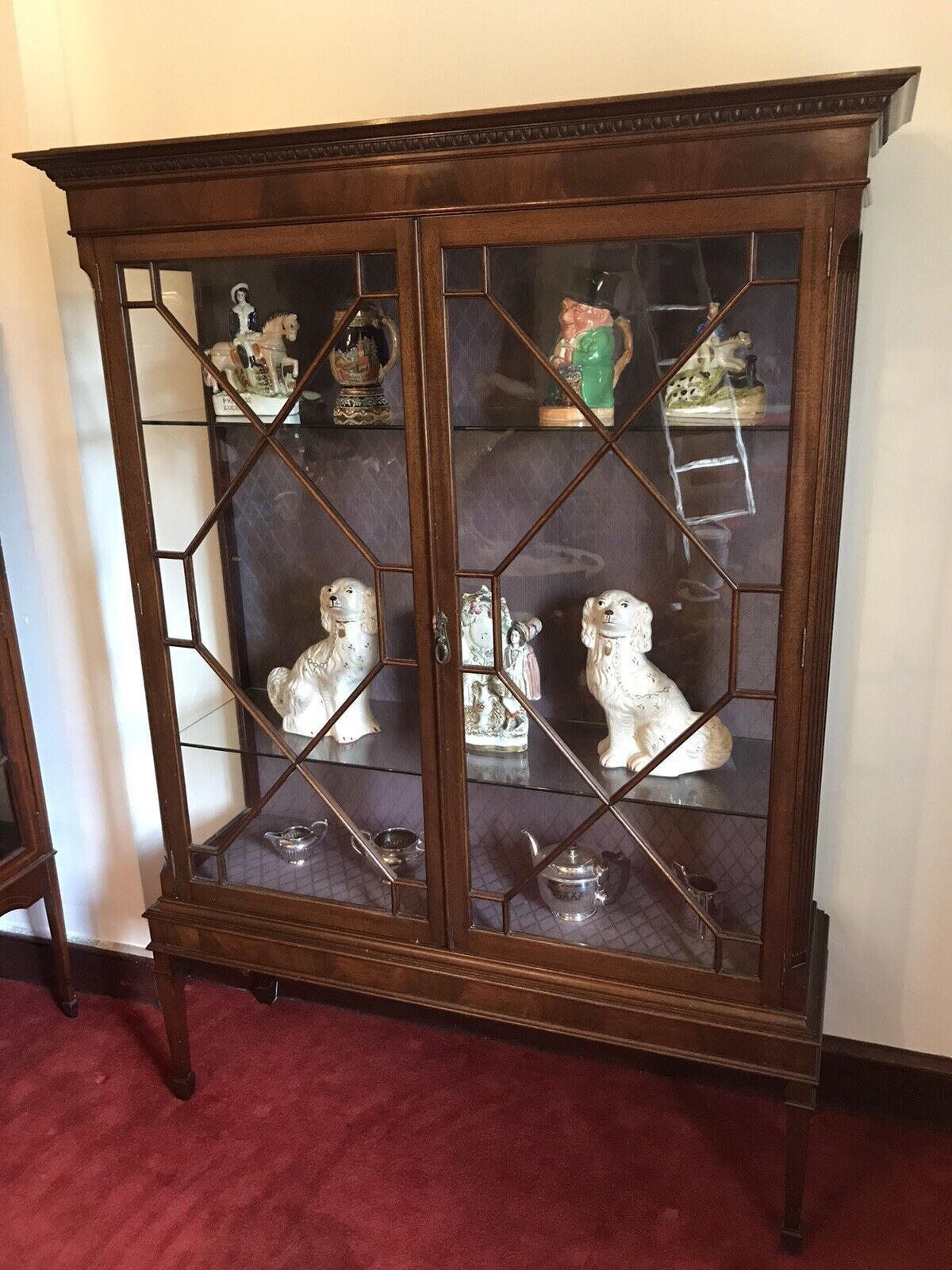 Tall Antique Georgian Chippendale Style Display Cabinet With Chamfered Legs photo for sale