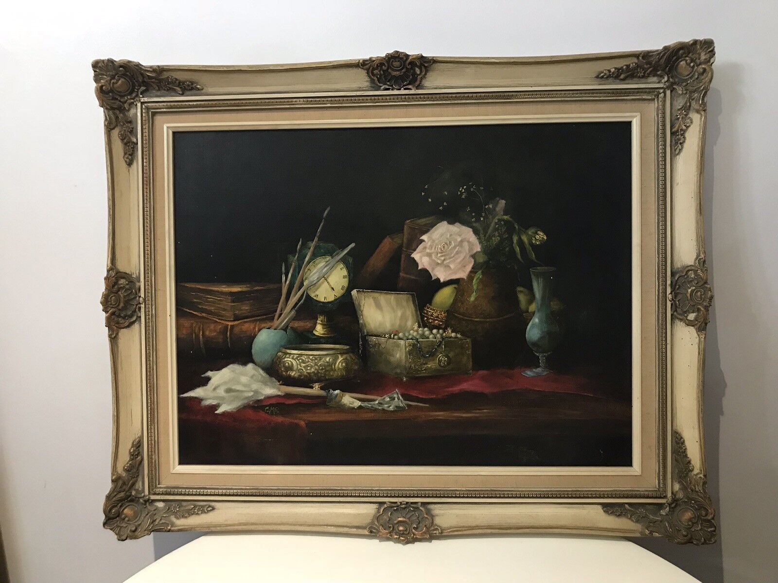 Rare Antiquirian Collecters Oil Painting Signed By Artist C.M.P photo furniture