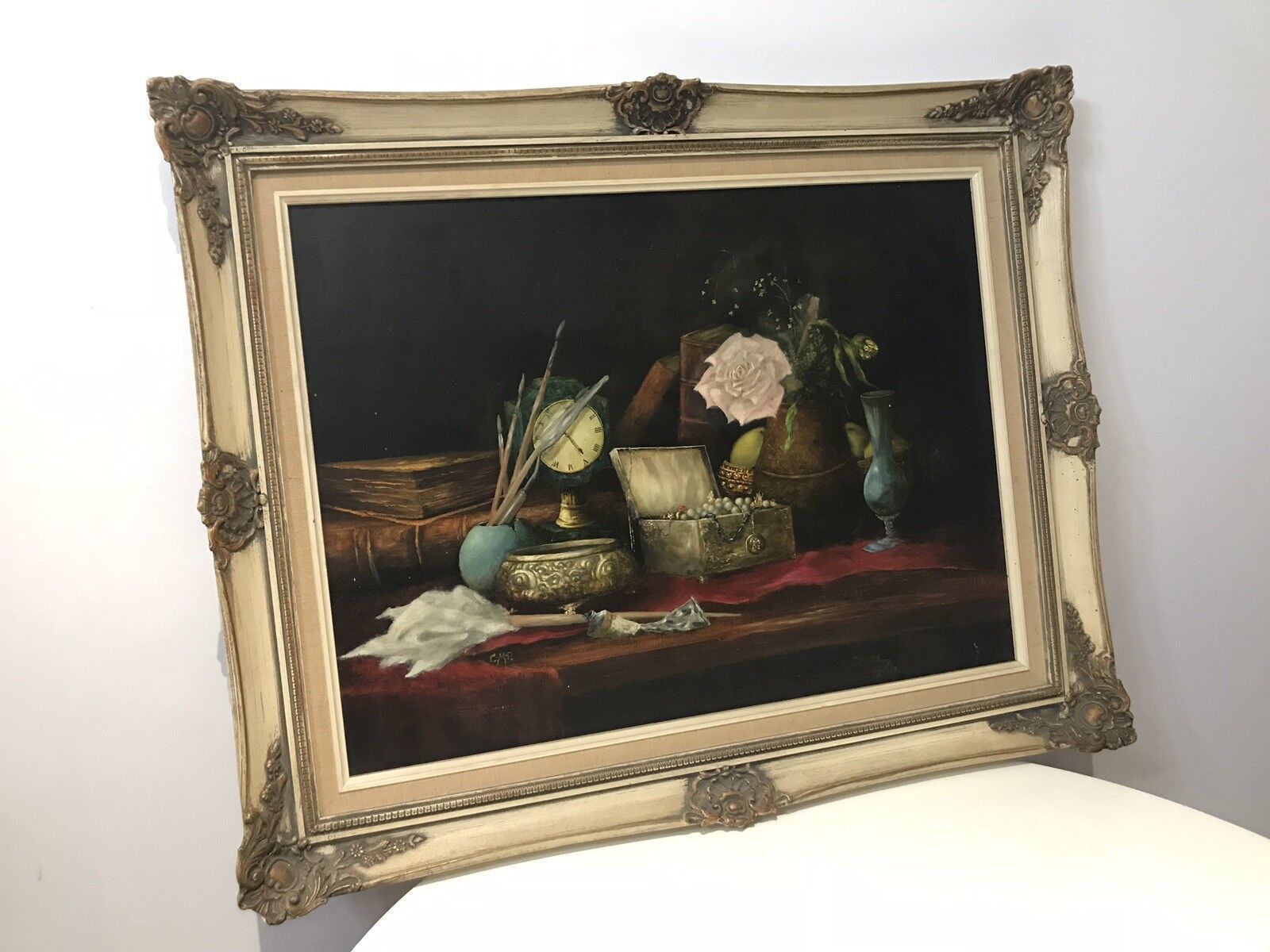 Rare Antiquirian Collecters Oil Painting Signed By Artist C.M.P photo for sale