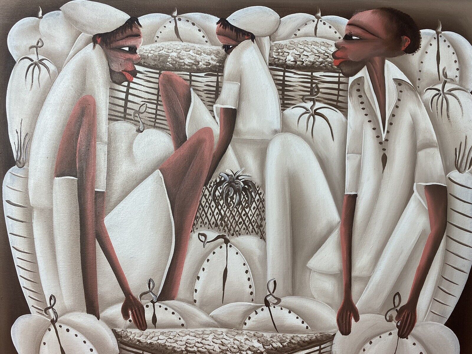 20th Century African Cultural Oil Artwork In The Manner Of Chris Ofili Signed photo furniture