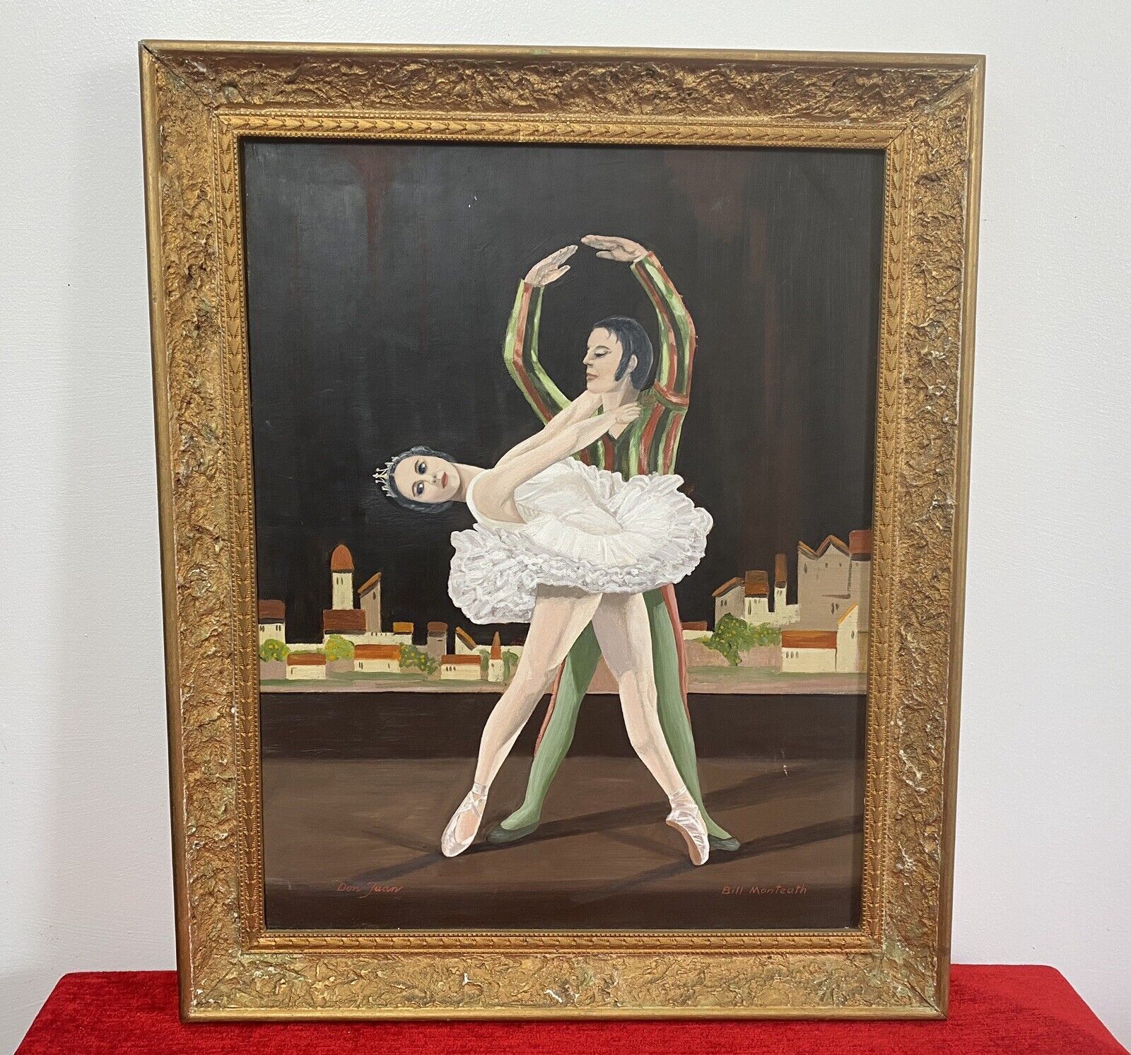 Glorious French Don Juan Ballet Portrait Oil Painting Signed & In Ornate Frame photo furniture