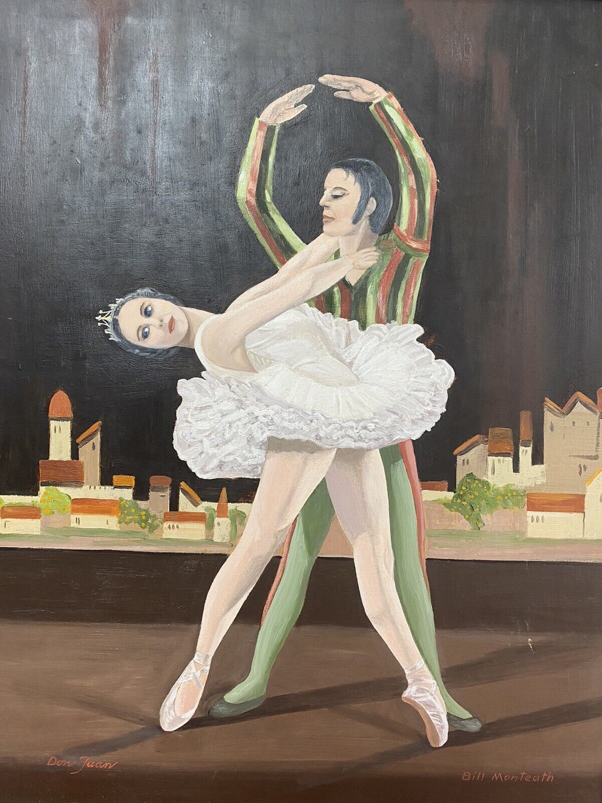 Glorious French Don Juan Ballet Portrait Oil Painting Signed & In Ornate Frame photo for sale