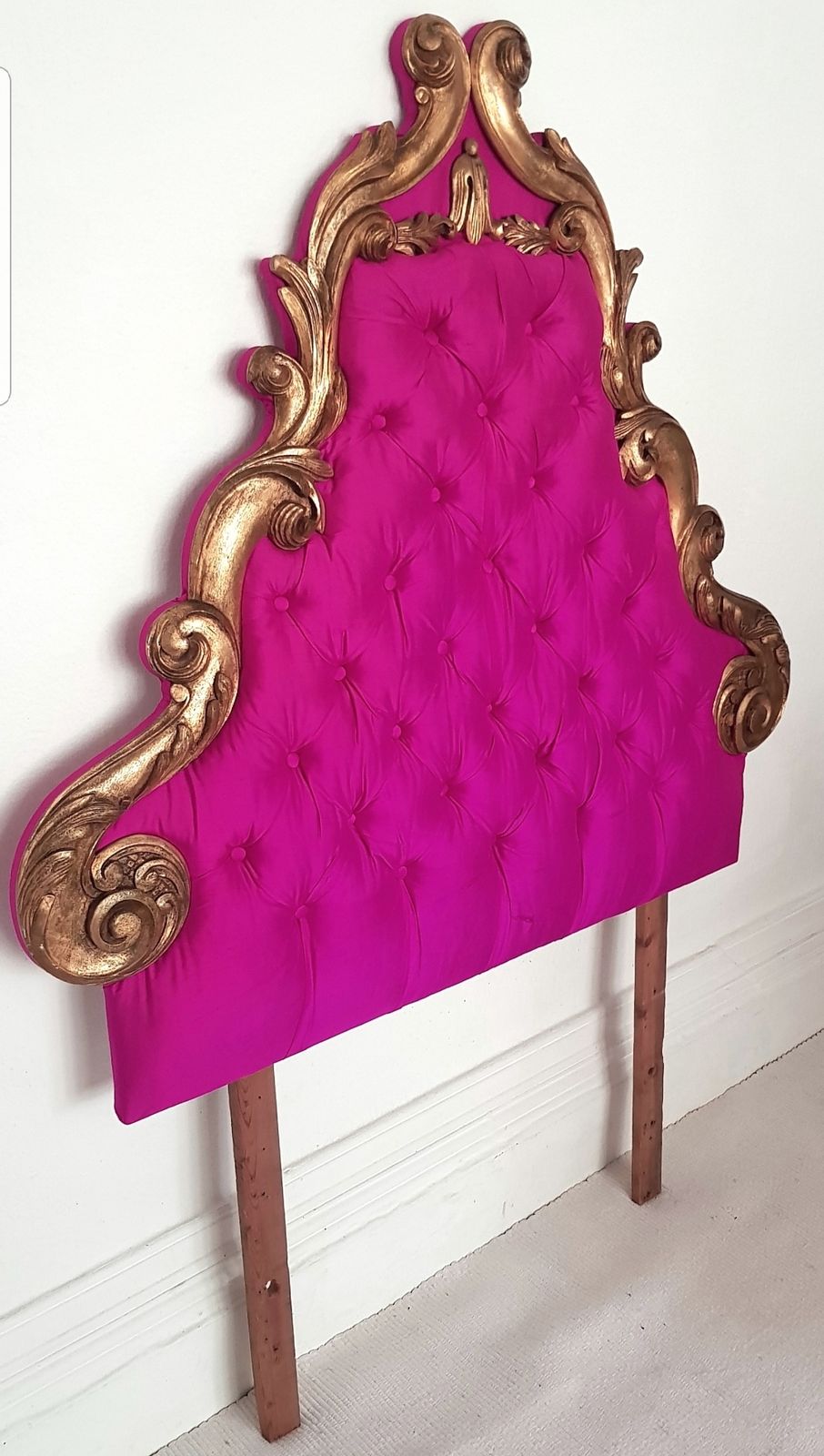 photo furniture A Pair Of Antique French Giltwood Padded Headboards, Louis XV, Baroque Headboard.