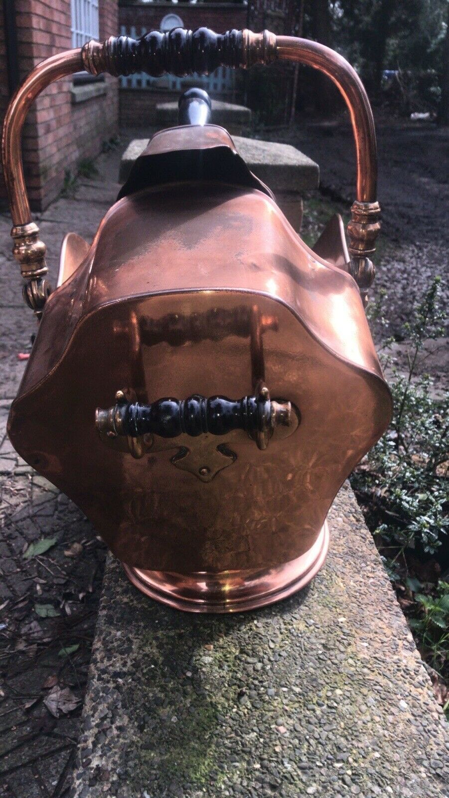 Fine Period 1820 Georgian Helmet Coal Scuttle With Original Coat Shovel photo for sale