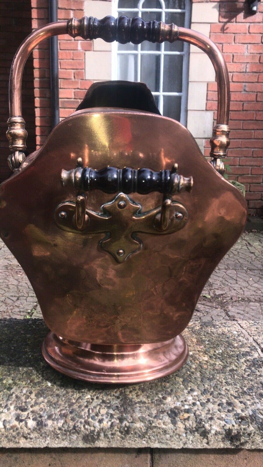 Fine Period 1820 Georgian Helmet Coal Scuttle With Original Coat Shovel photo Home Fixtures