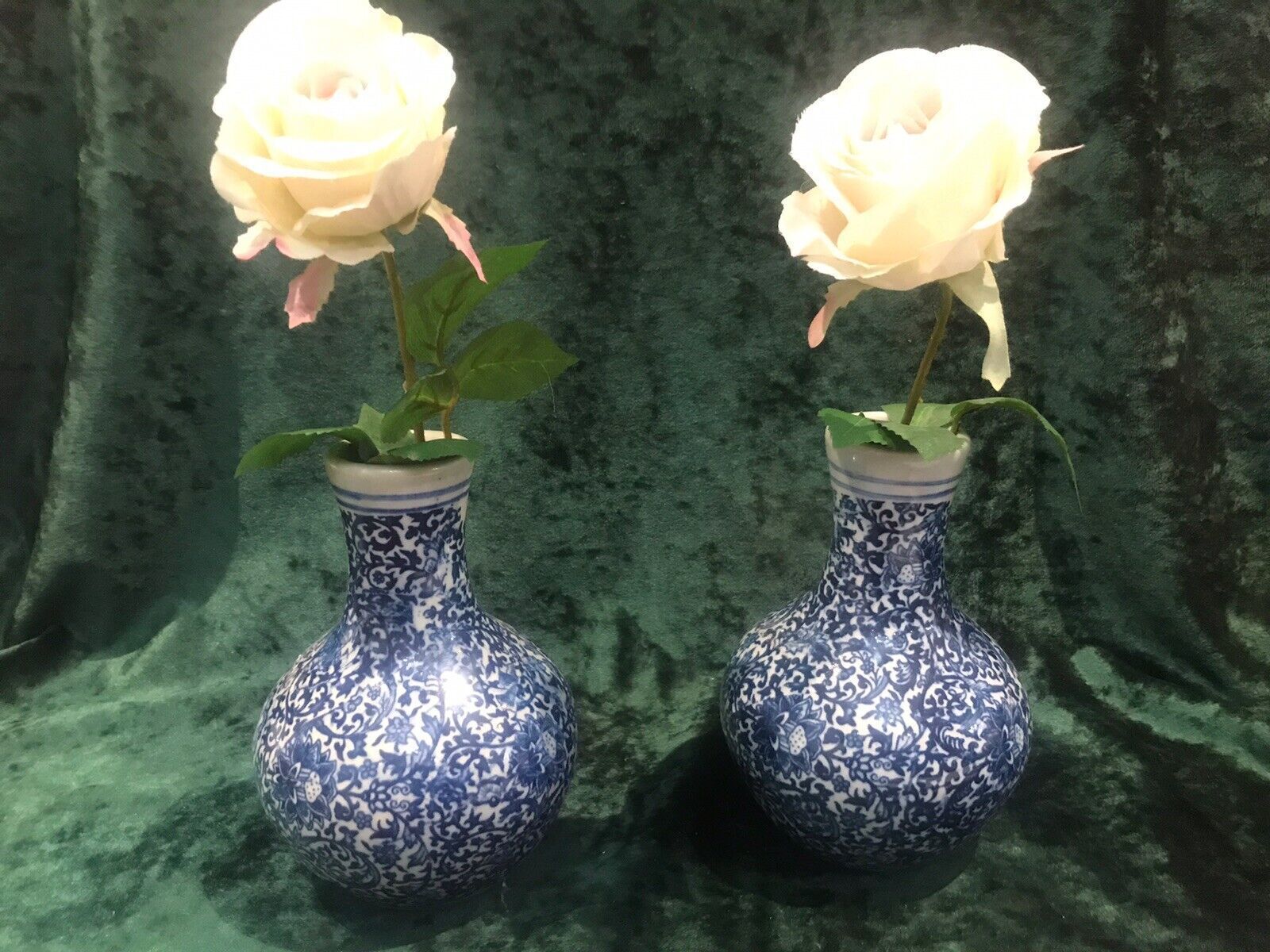 185.0 Pair Of Enchanting Kelp And Vine Foliage Blue Ming Style Conecal Vases photo