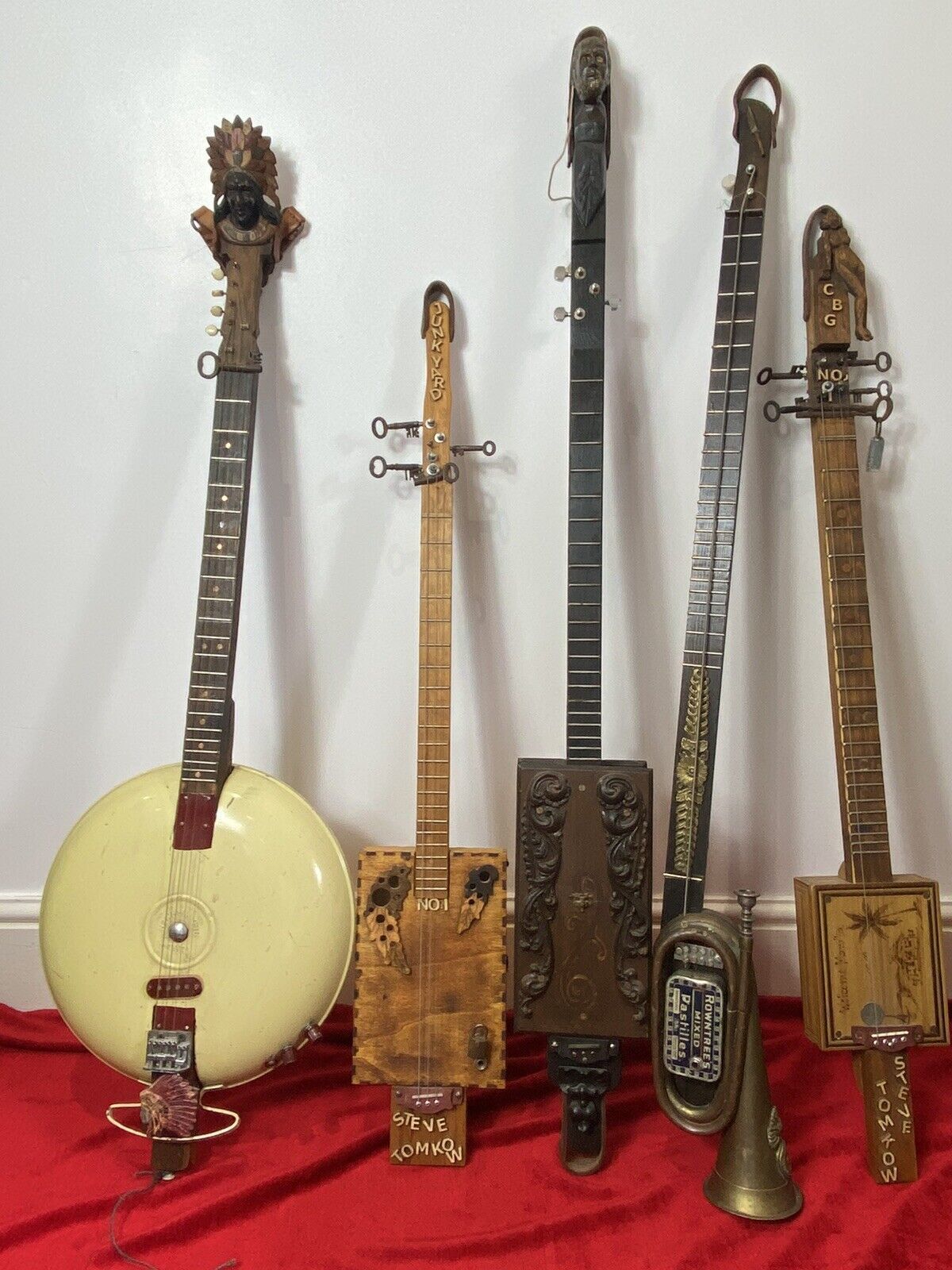 Novelty Collection Of 5 English Country Pop Art Banjo & Lute Style Instruments photo Home Decor