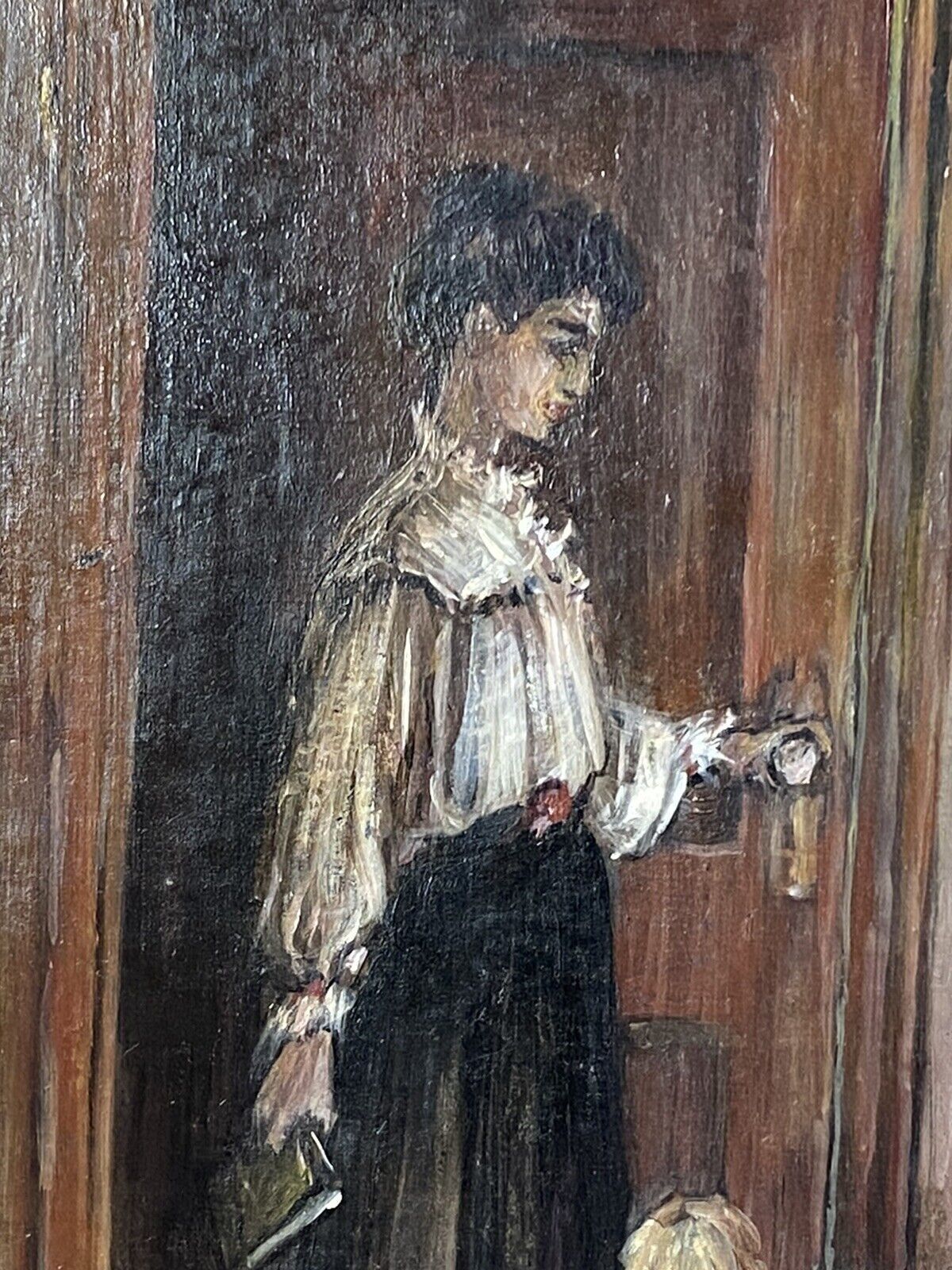 Victorian Oil Painting Of Mother And Daughter In Interior Scene Signed C Willis photo vinterior