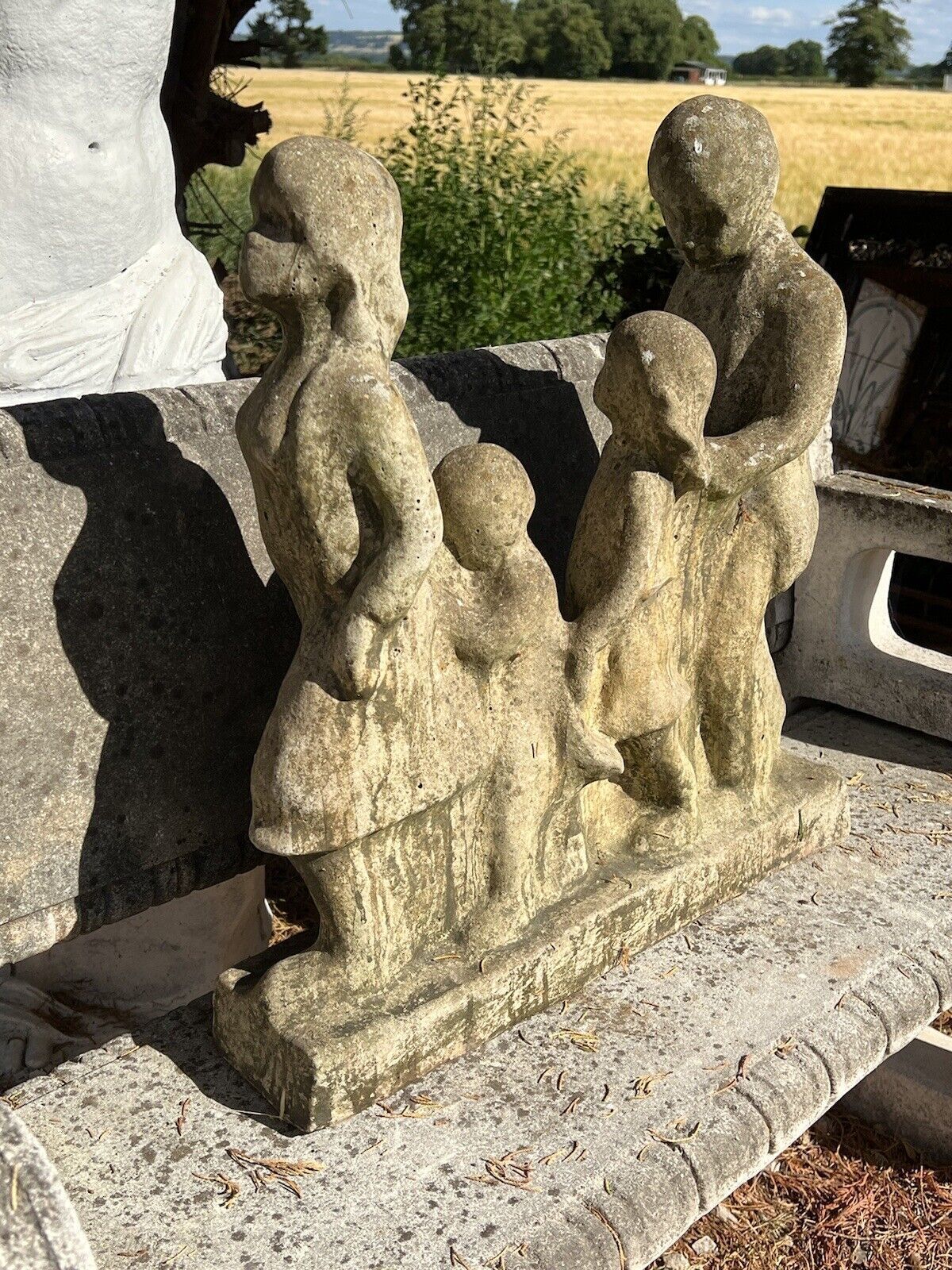 Modernistic Henri Moore Style 'Family Walk' Garden Sculpture photo vintage