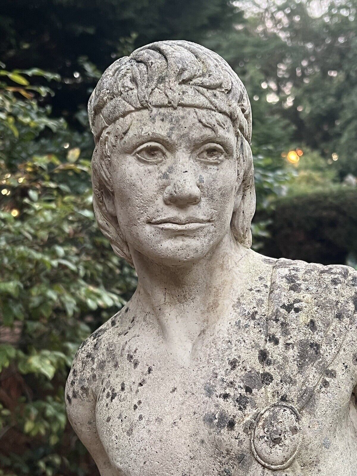Roman Male Senator Augustas Holding Scripture Set Upon Plinth Garden Showpiece photo vinterior