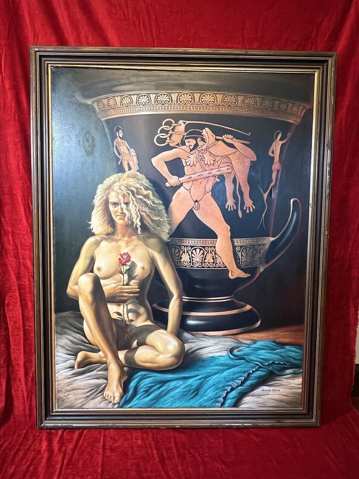 Large Malcolm Morris Oil Painting Female Muse With Monumental Sacrificial Urn photo furniture