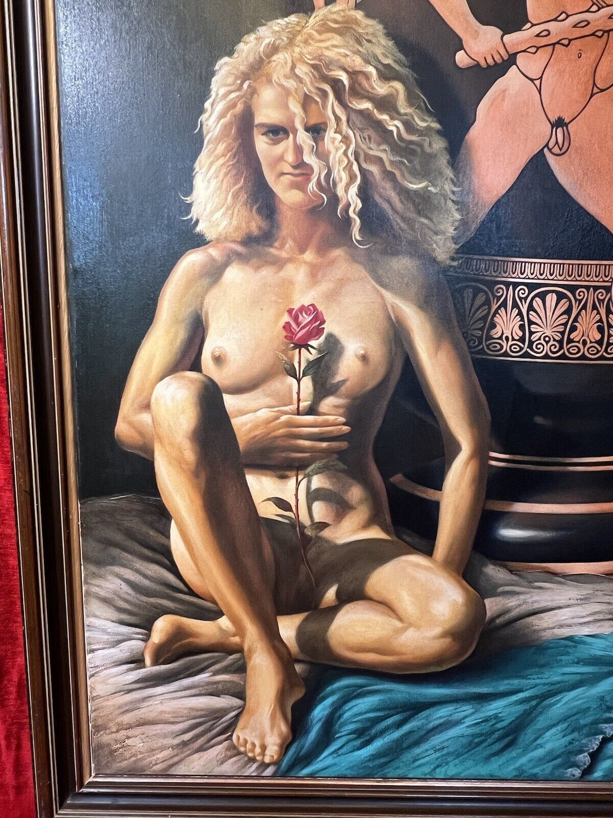 Large Malcolm Morris Oil Painting Female Muse With Monumental Sacrificial Urn photo buy