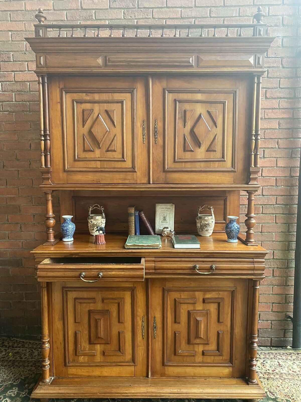 Antique German Bieder Meyer Style Monumental Satinwood Carved Bookcase photo Furniture
