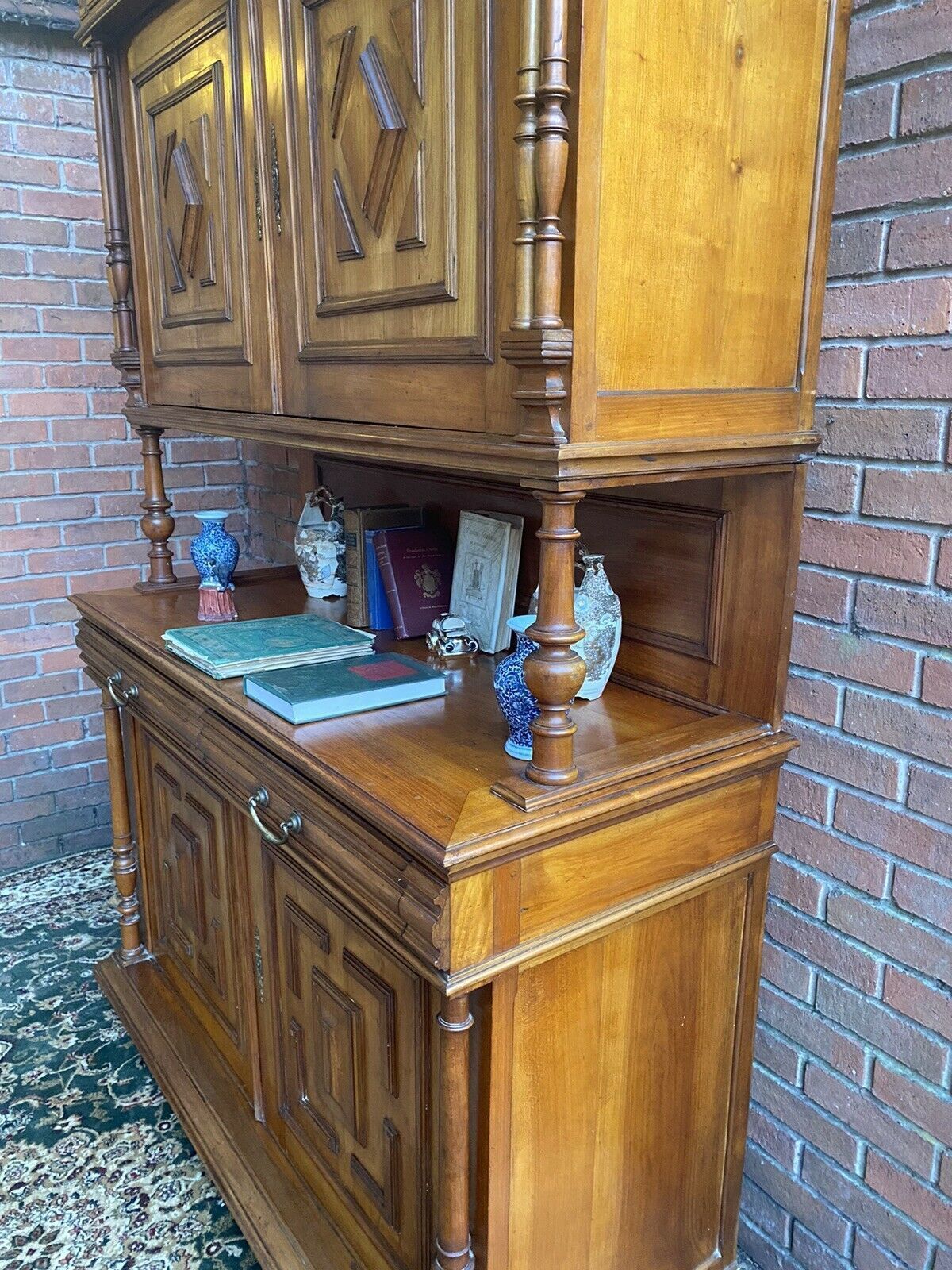 Antique German Bieder Meyer Style Monumental Satinwood Carved Bookcase photo vinterior
