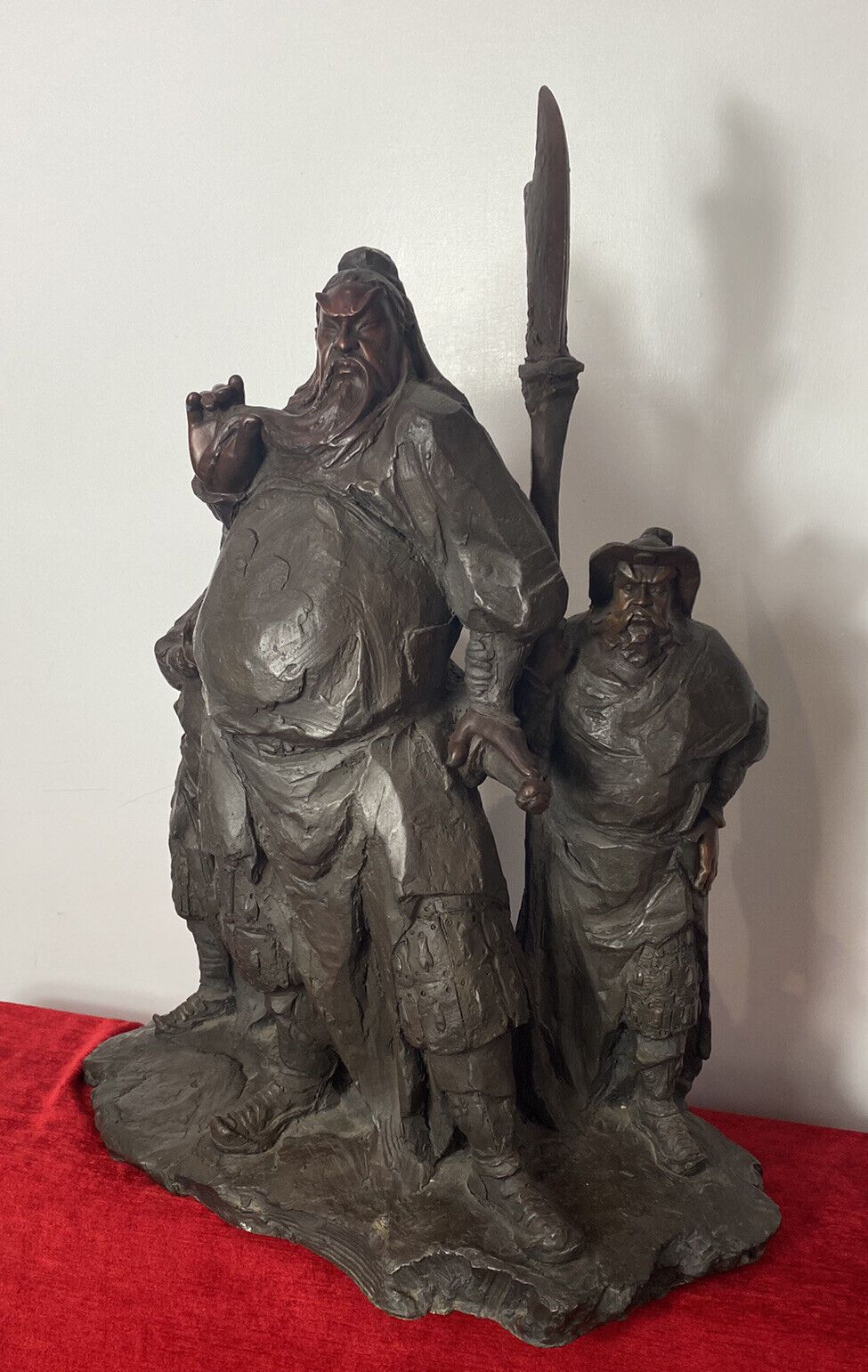 Fine Large Museum Quality Sculptural Bronze Statue Of Three Tibetan Warriors photo for sale