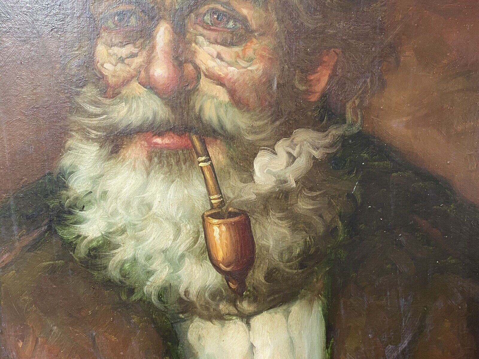 photo for sale Original Portrait Old Gentleman Smoking A Pipe By Artist Jose Olles Of Barcelona