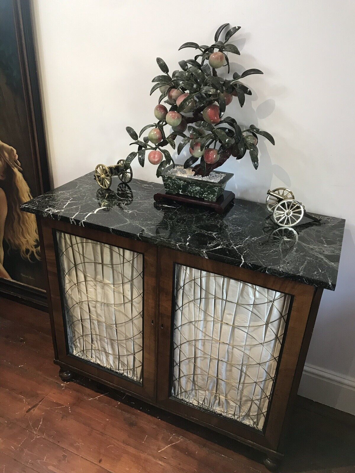 Fine Period Regency Two Door Dwarf Bookcase With Brass Wire Door Grills photo furniture