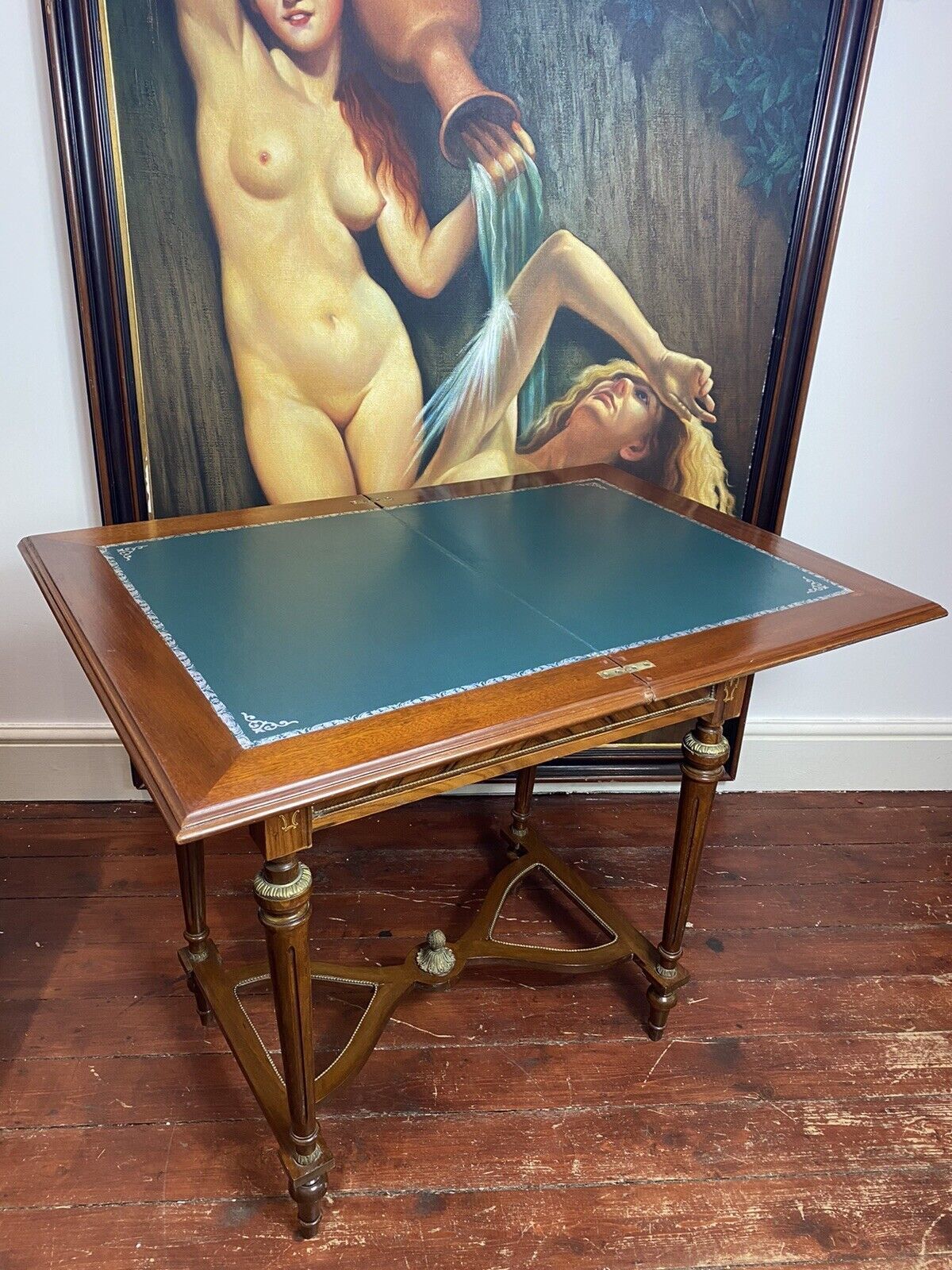 French Reproduction Louis XVI Style Writing Table With Turnover Leather Top photo Furniture