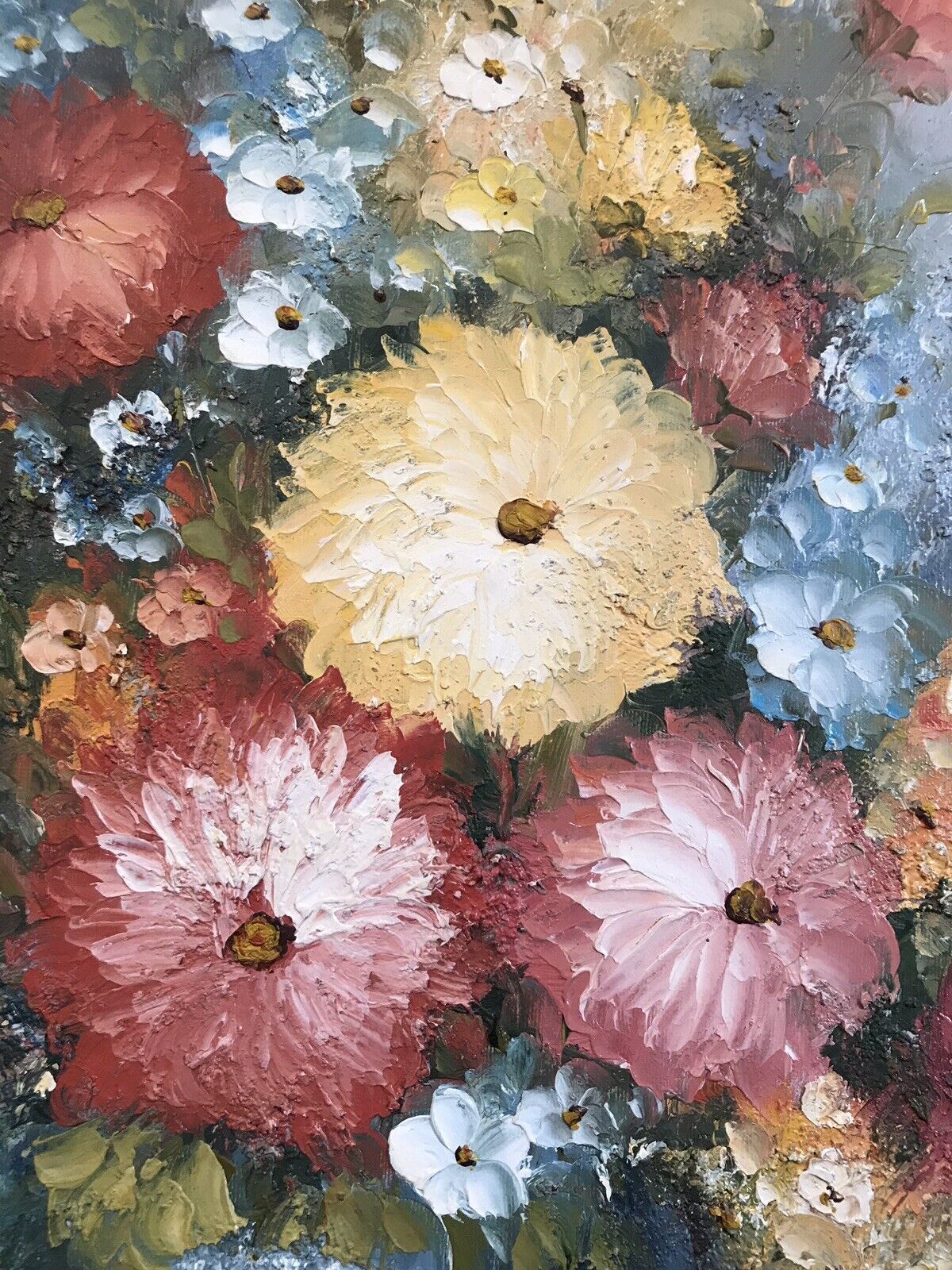 Original Oil Painting Still Life Vase Of Flowers Signed By Artist T Kelly photo vinterior