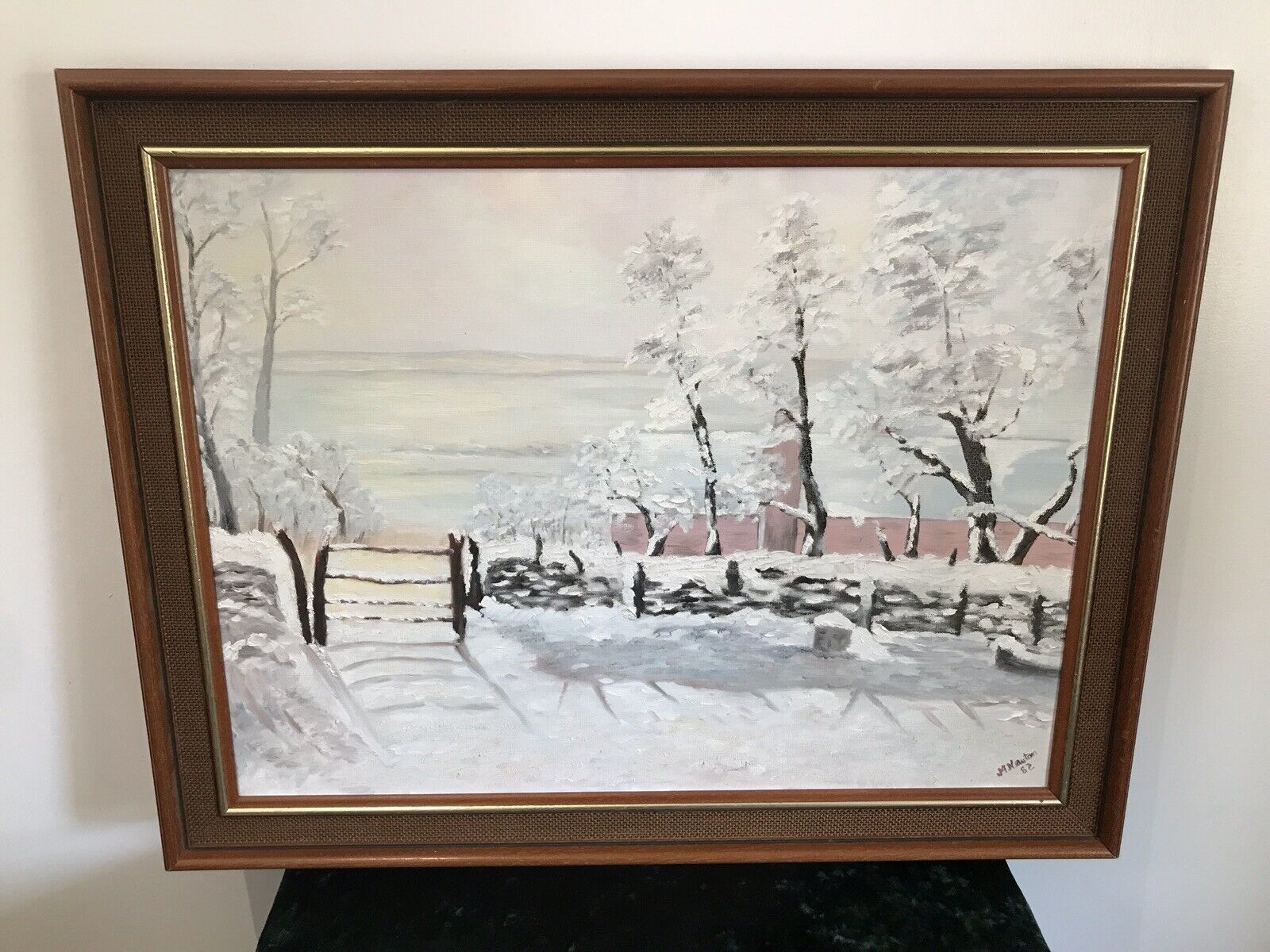 Original Oil Artwork Titled ‘The Magpie’ After Claude Monet By Artist M Newton photo Art