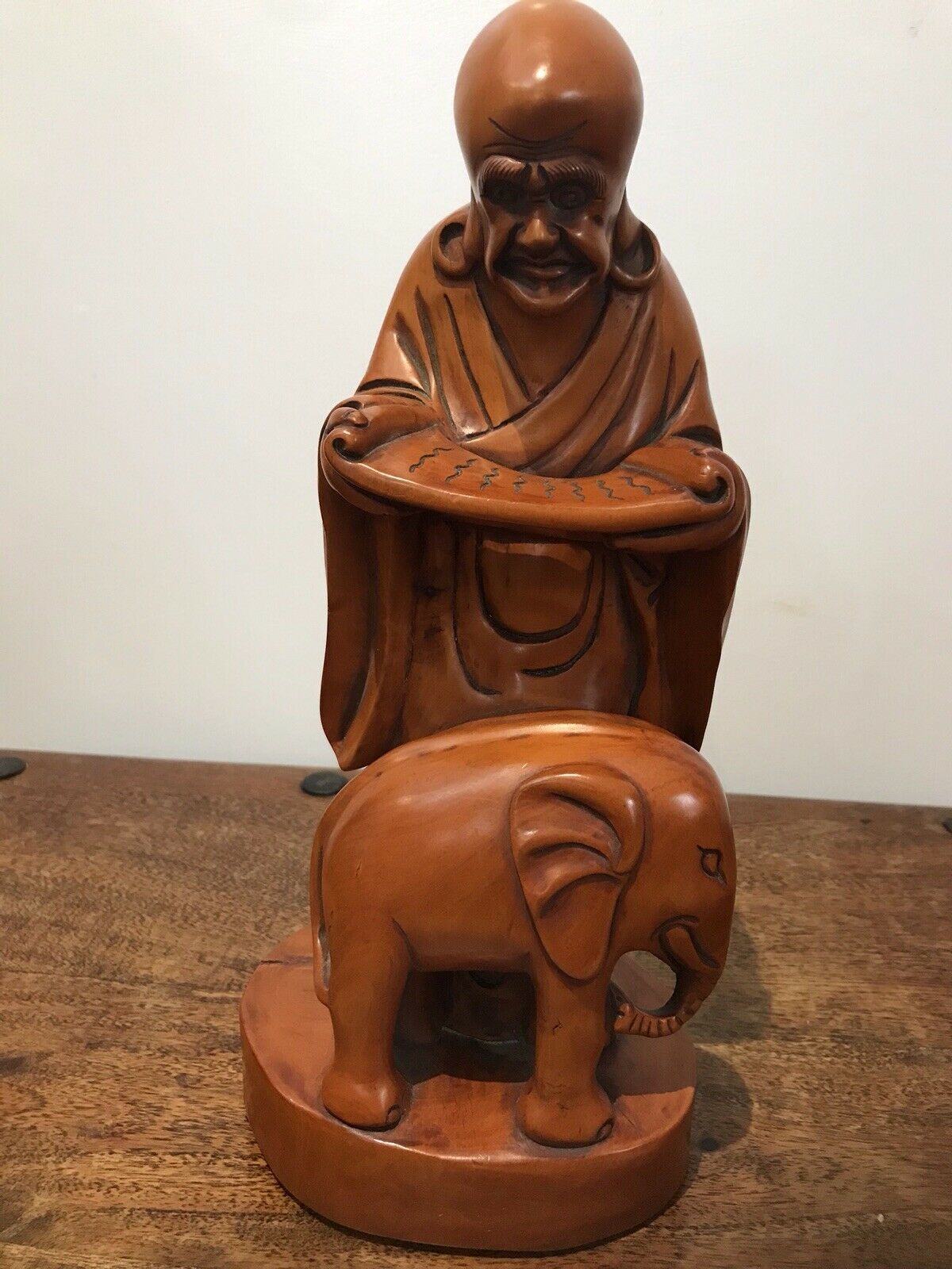 Asian Carved Fruitwood Buddha Statue photo furniture