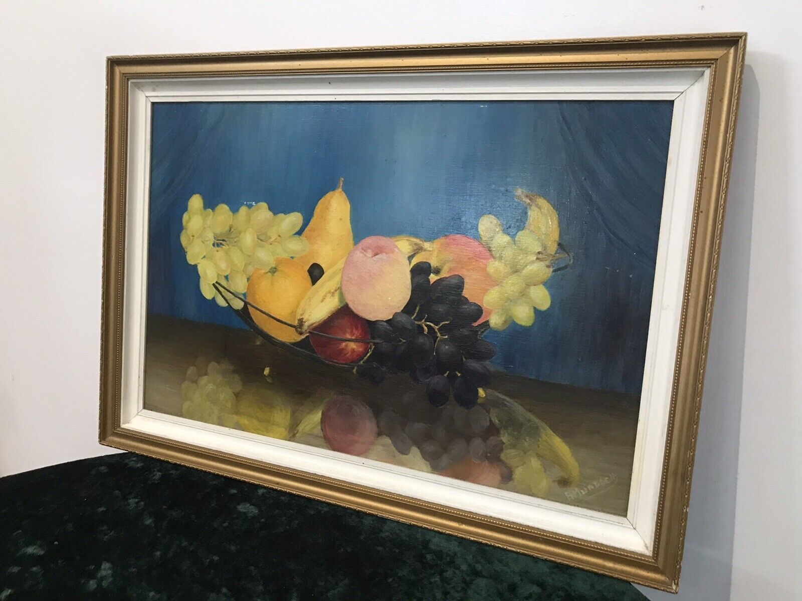 Stunning Fruit Bowl Still Life Oil Painting Known Scottish Artist Hugh Murdoch photo for sale