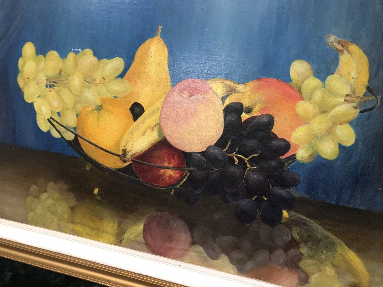 Stunning Fruit Bowl Still Life Oil Painting Known Scottish Artist Hugh Murdoch photo vintage