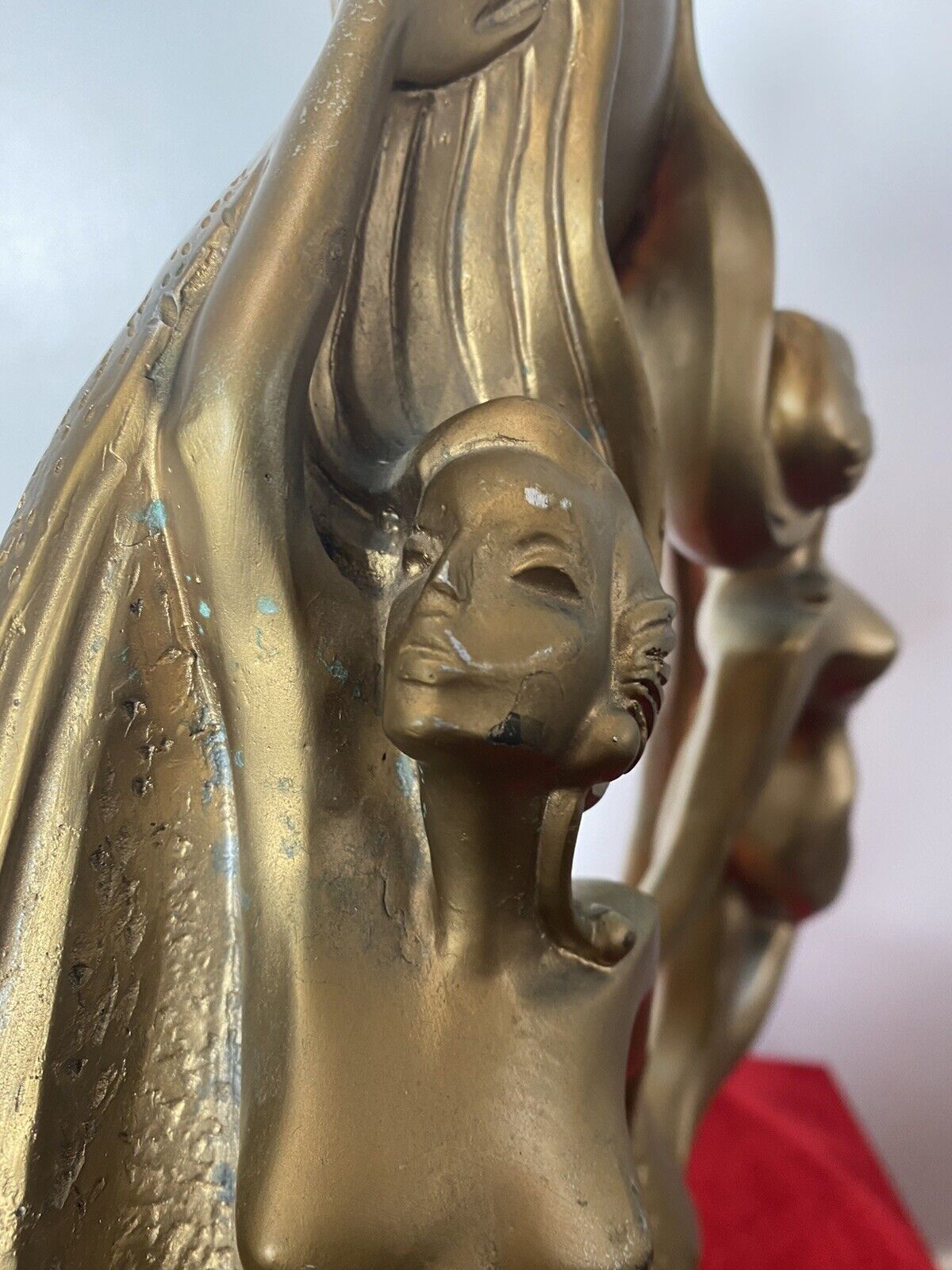 Rare French Empire 1930’s Art Deco Gilt Mascot Sculpture Of Two Nymphs photo Art